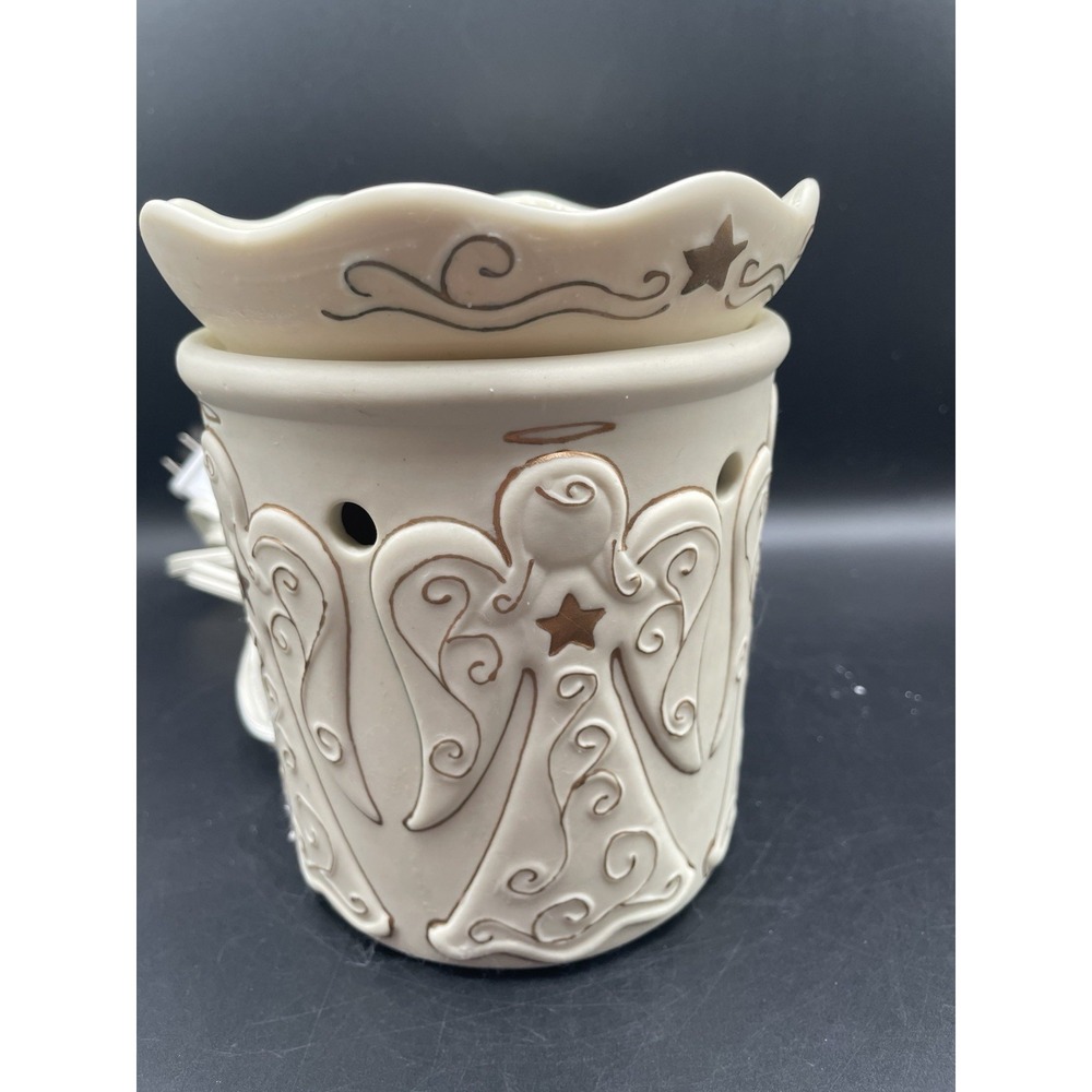 Scentsy Heavenly Angel Full Size Electric Wax Warmer Ivory Gold Retired - Picture 5 of 9